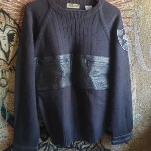Men's Mark Elliott Leather and Wool blend Sweater.